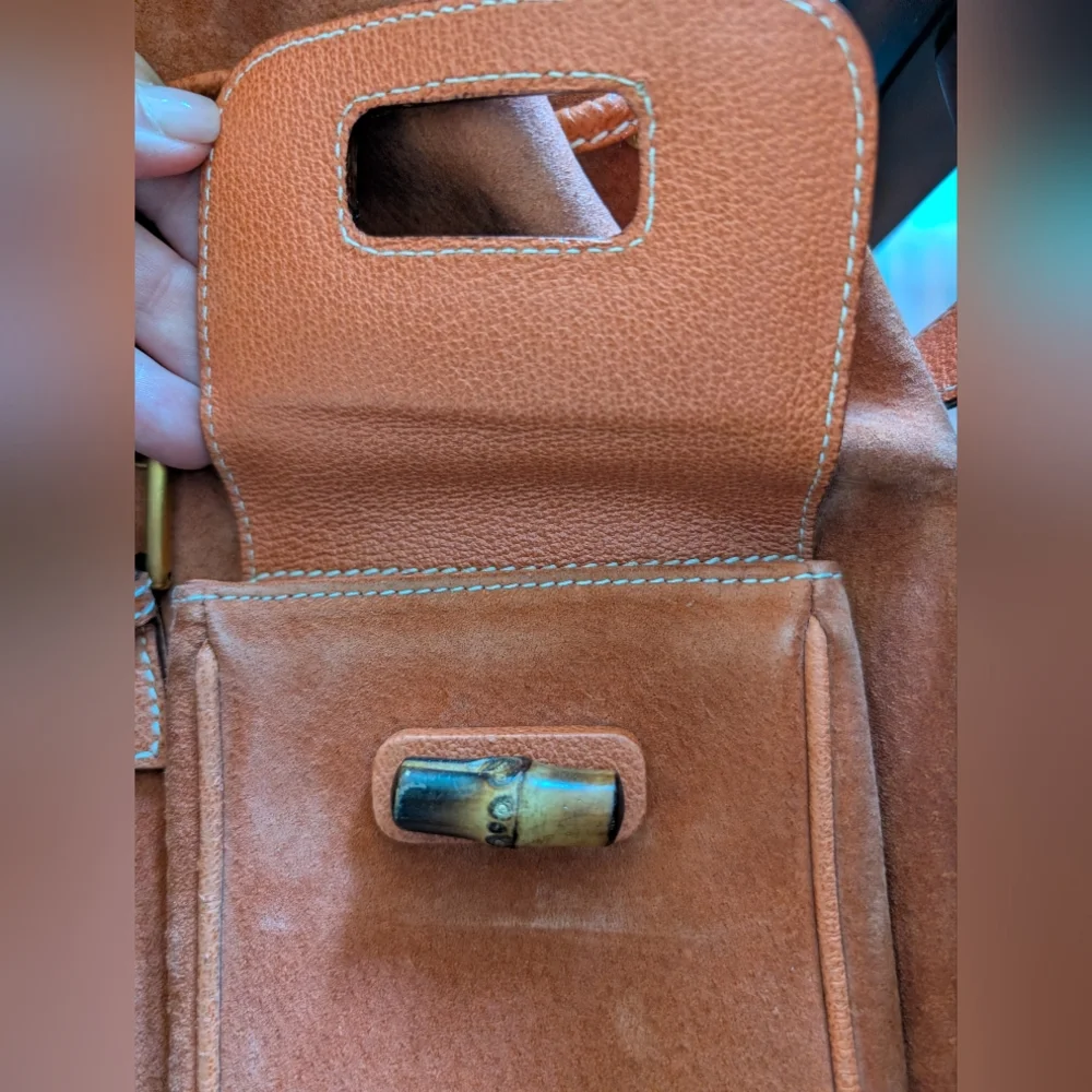 Gucci Bamboo Vintage Suede and Leather Backpack